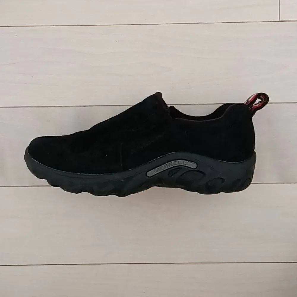 Merrell Big Kids Black Jungle Moc Leather Slip-On Shoes Size 1M (7.5)